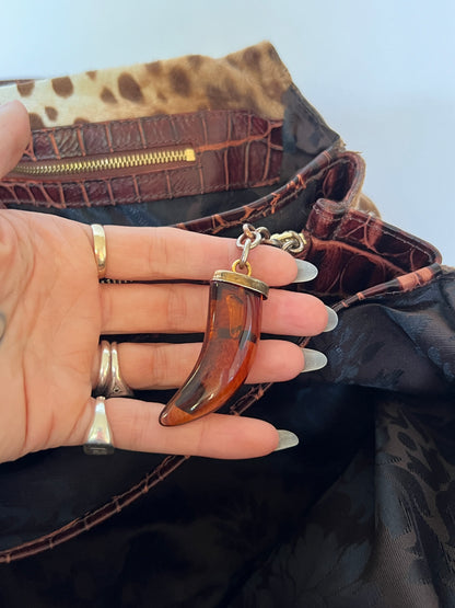 Italian Pony Hair & Croc Embossed Leather Shoulder Bag