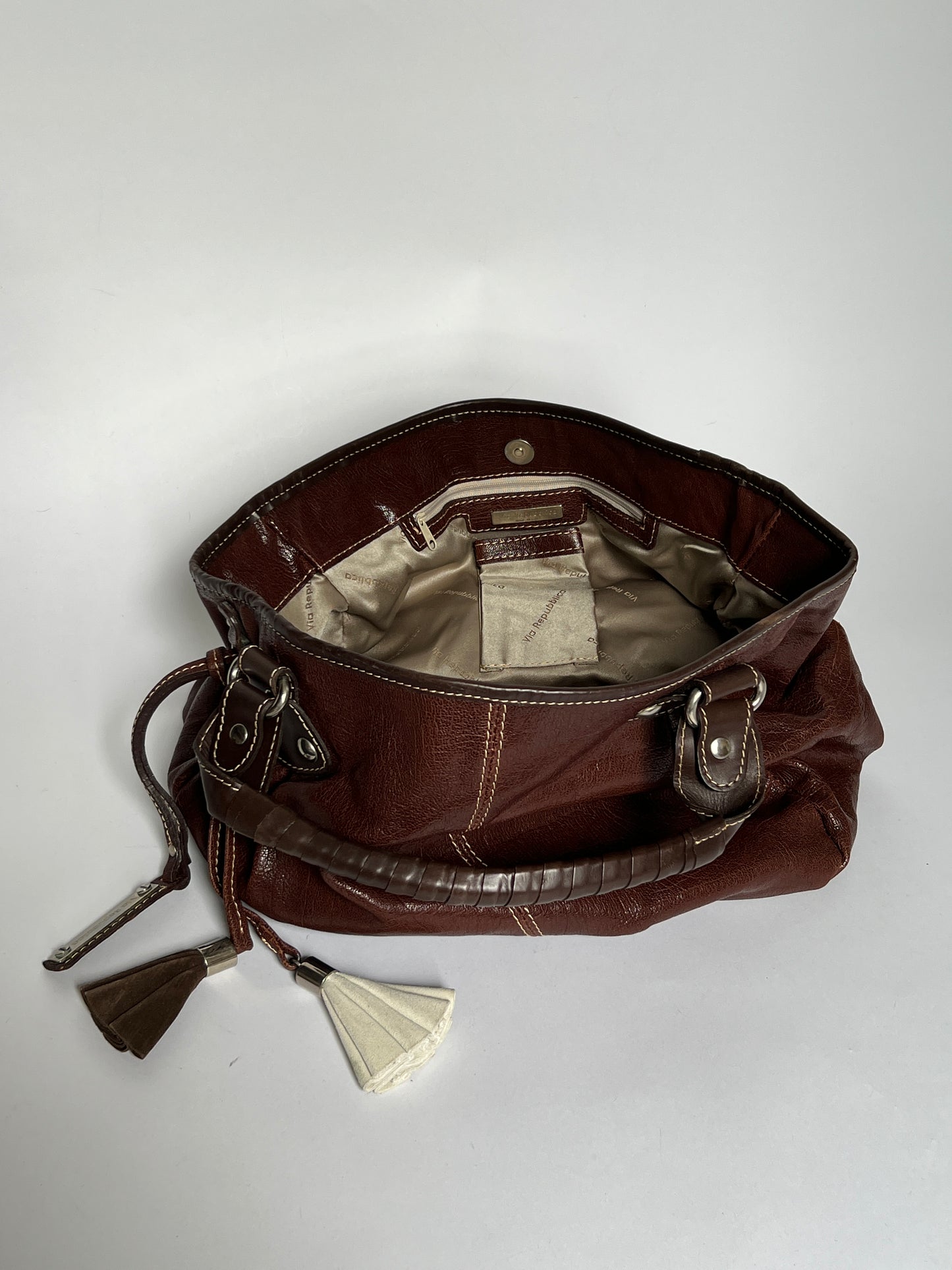 Y2K Choc Leather Tassel Hobo Bag