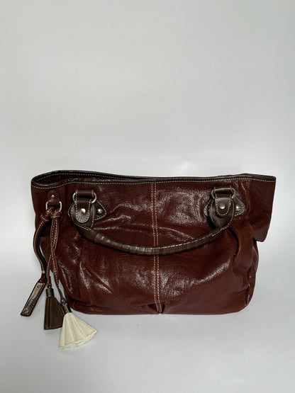 Y2K Choc Leather Tassel Hobo Bag