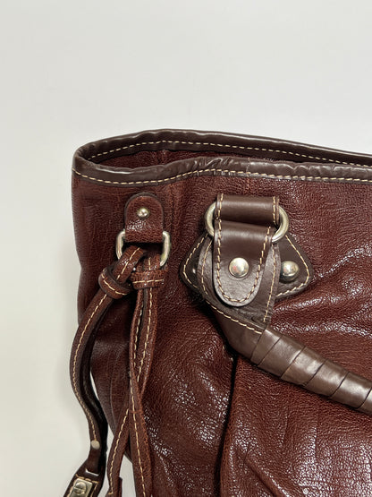 Y2K Choc Leather Tassel Hobo Bag