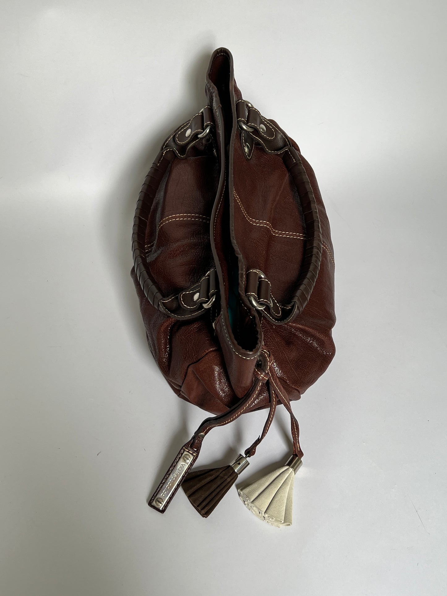 Y2K Choc Leather Tassel Hobo Bag