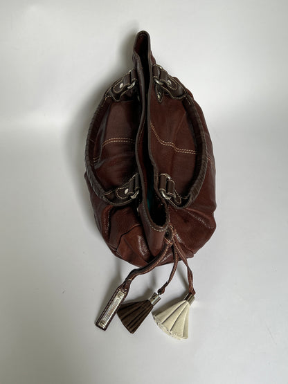 Y2K Choc Leather Tassel Hobo Bag