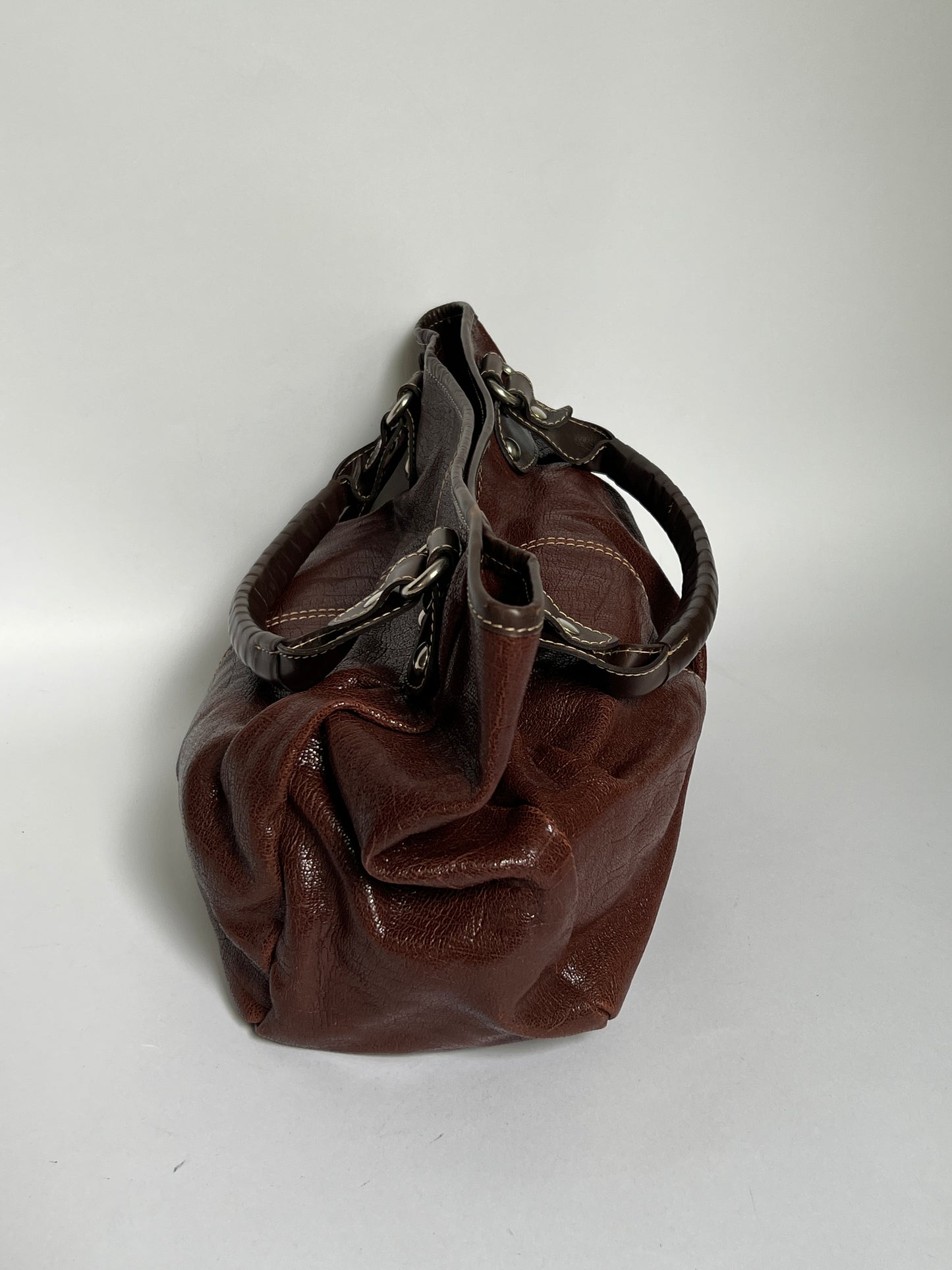 Y2K Choc Leather Tassel Hobo Bag