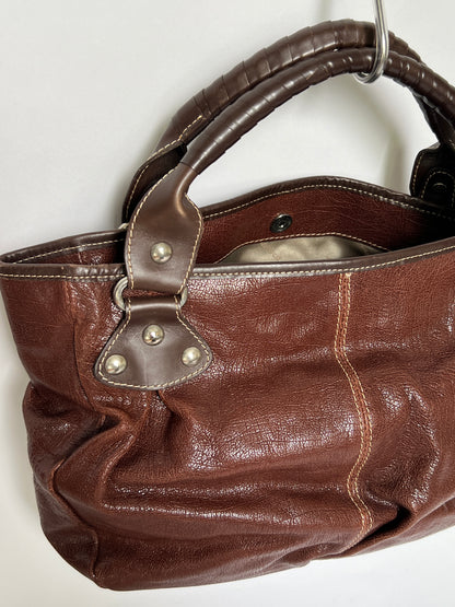 Y2K Choc Leather Tassel Hobo Bag