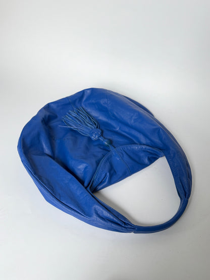 Hiroko Koshino Cobalt Blue Leather Shoulder Bag