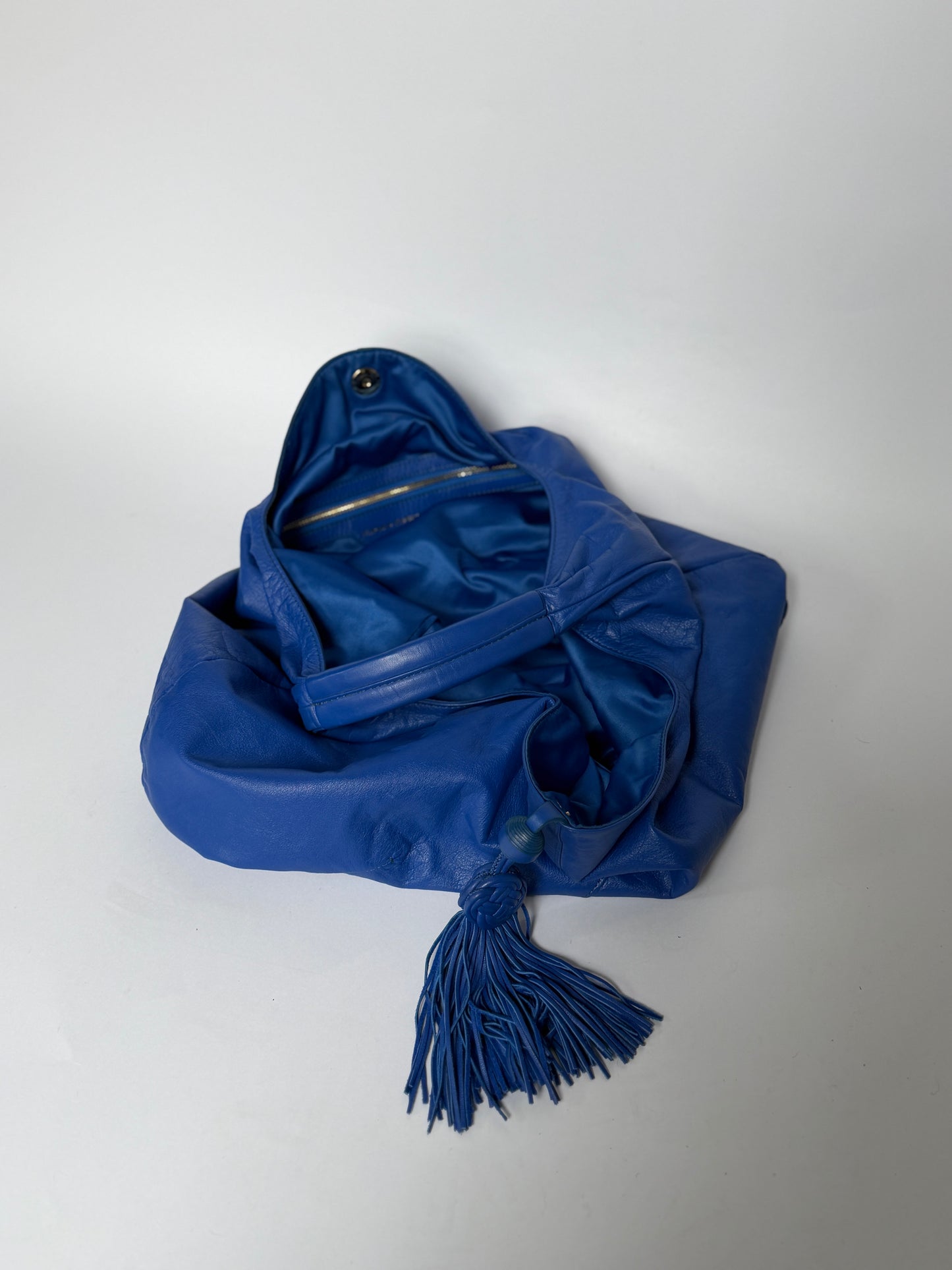 Hiroko Koshino Cobalt Blue Leather Shoulder Bag