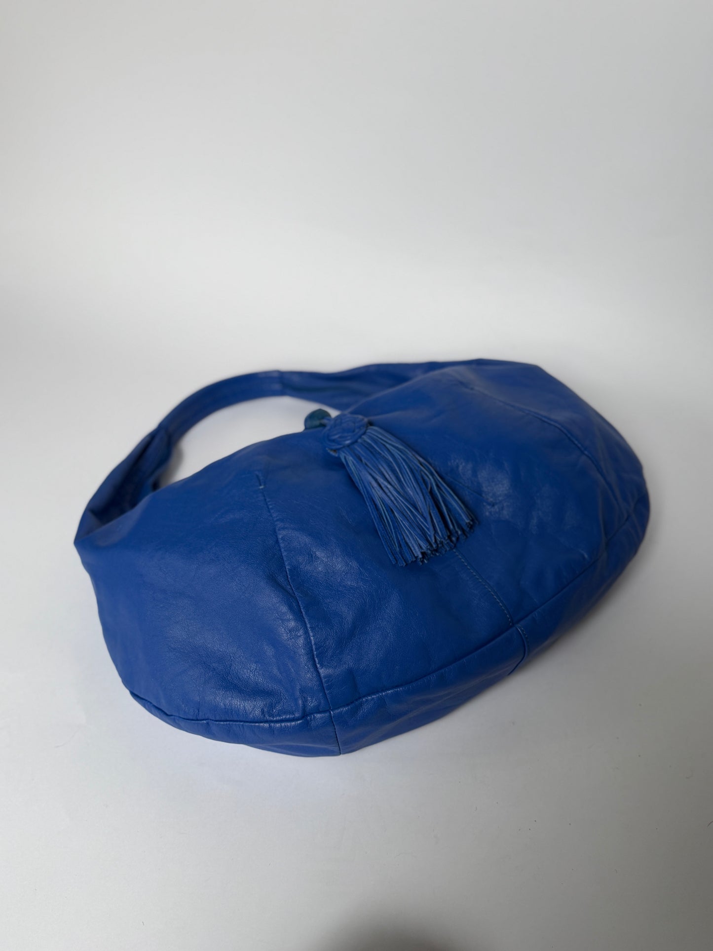 Hiroko Koshino Cobalt Blue Leather Shoulder Bag