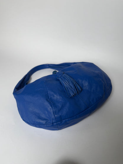 Hiroko Koshino Cobalt Blue Leather Shoulder Bag