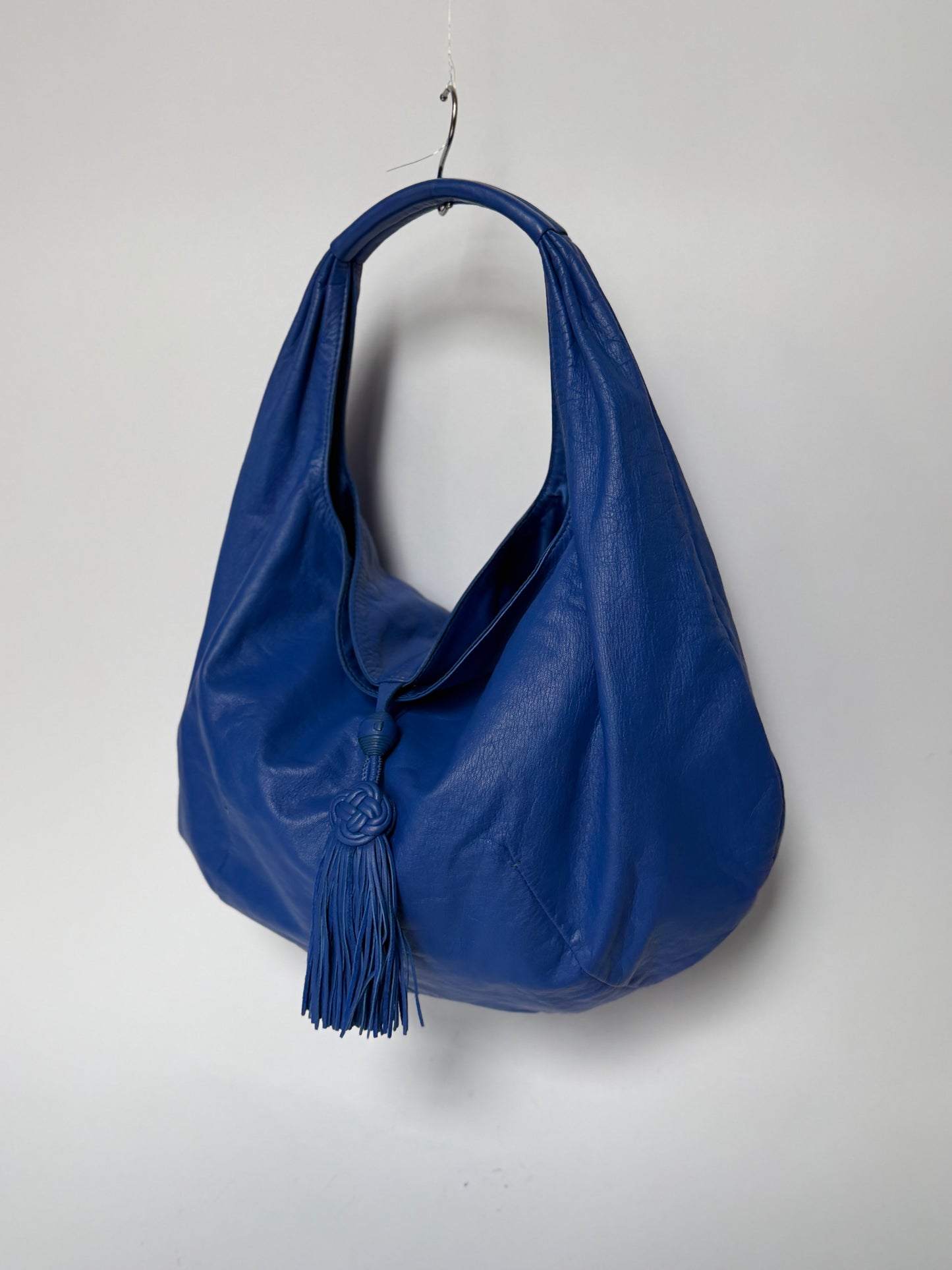 Hiroko Koshino Cobalt Blue Leather Shoulder Bag