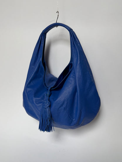 Hiroko Koshino Cobalt Blue Leather Shoulder Bag