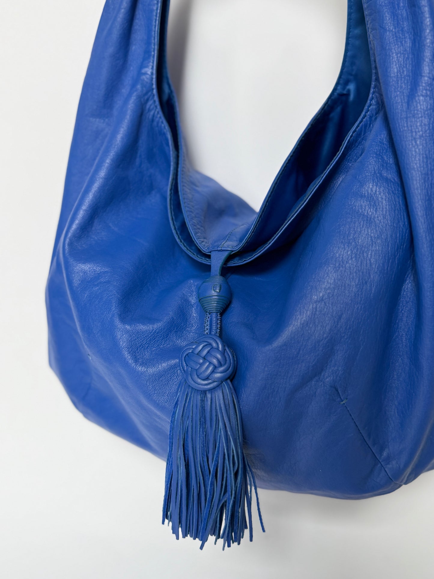 Hiroko Koshino Cobalt Blue Leather Shoulder Bag