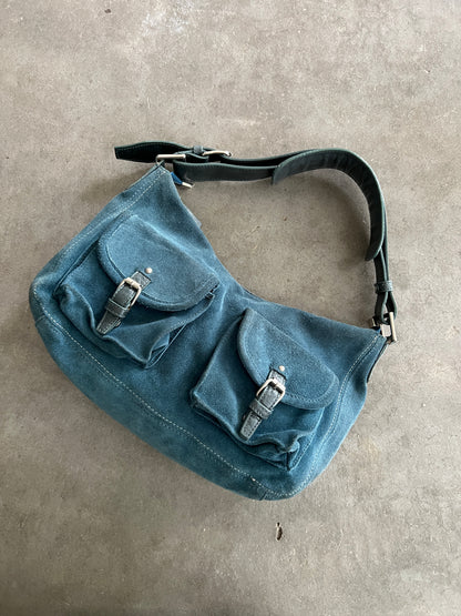 Teal Suede Shoulder Bag