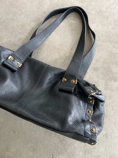 Leather Shoulder Bag w Brass Hardware
