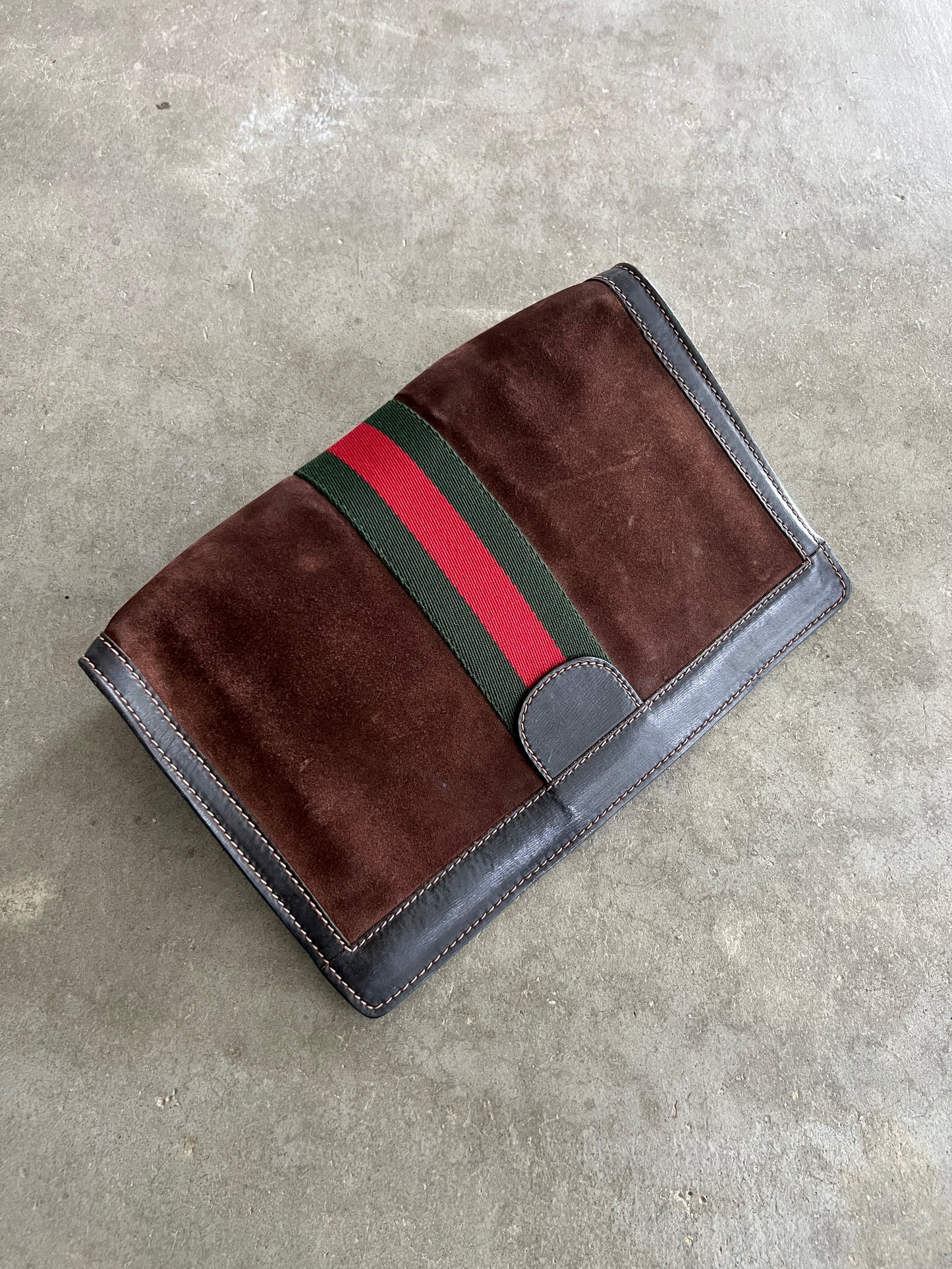 Vintage Gucci Stripe Suede Clutch