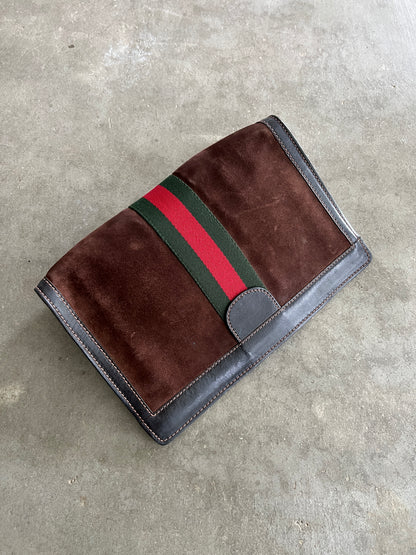 Vintage Gucci Stripe Suede Clutch