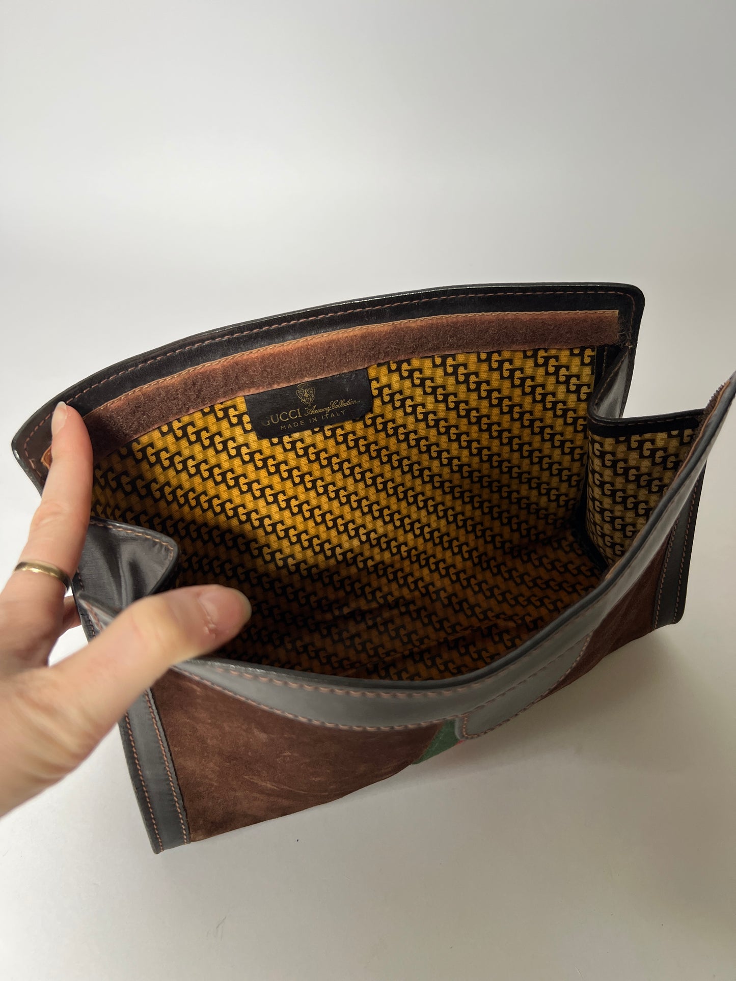 Vintage Gucci Stripe Suede Clutch