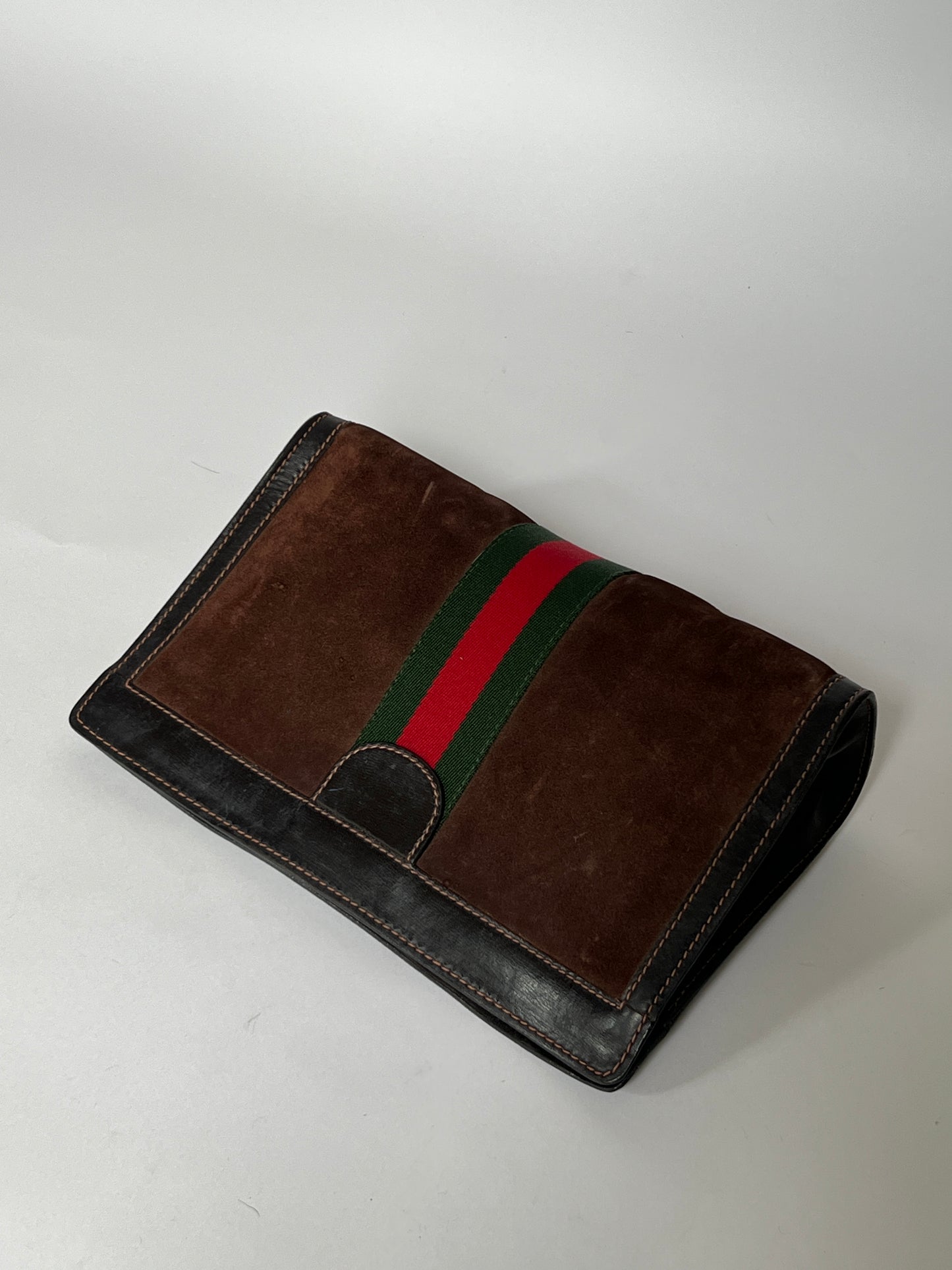 Vintage Gucci Stripe Suede Clutch