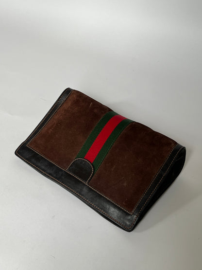 Vintage Gucci Stripe Suede Clutch