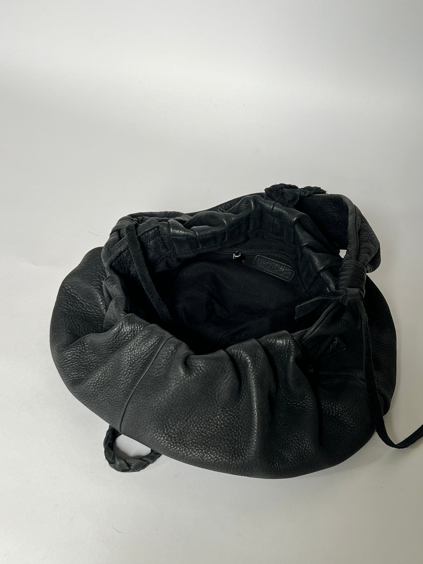 Black Leather Shoulder Bag — Horn Detail