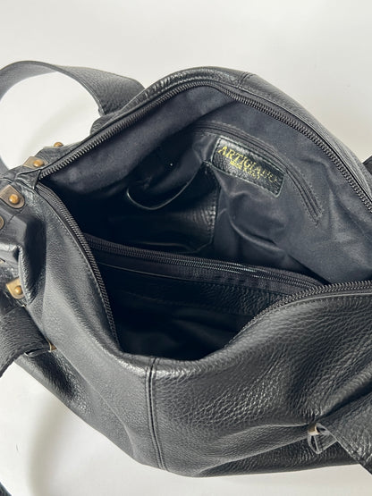 Leather Shoulder Bag w Brass Hardware