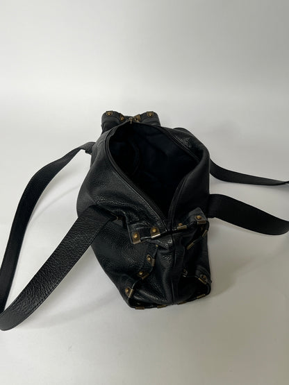 Leather Shoulder Bag w Brass Hardware