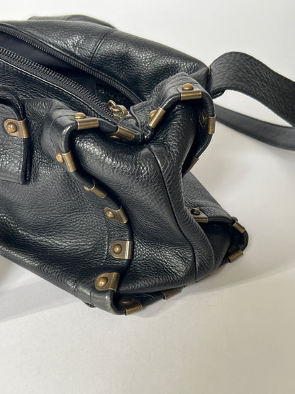Leather Shoulder Bag w Brass Hardware