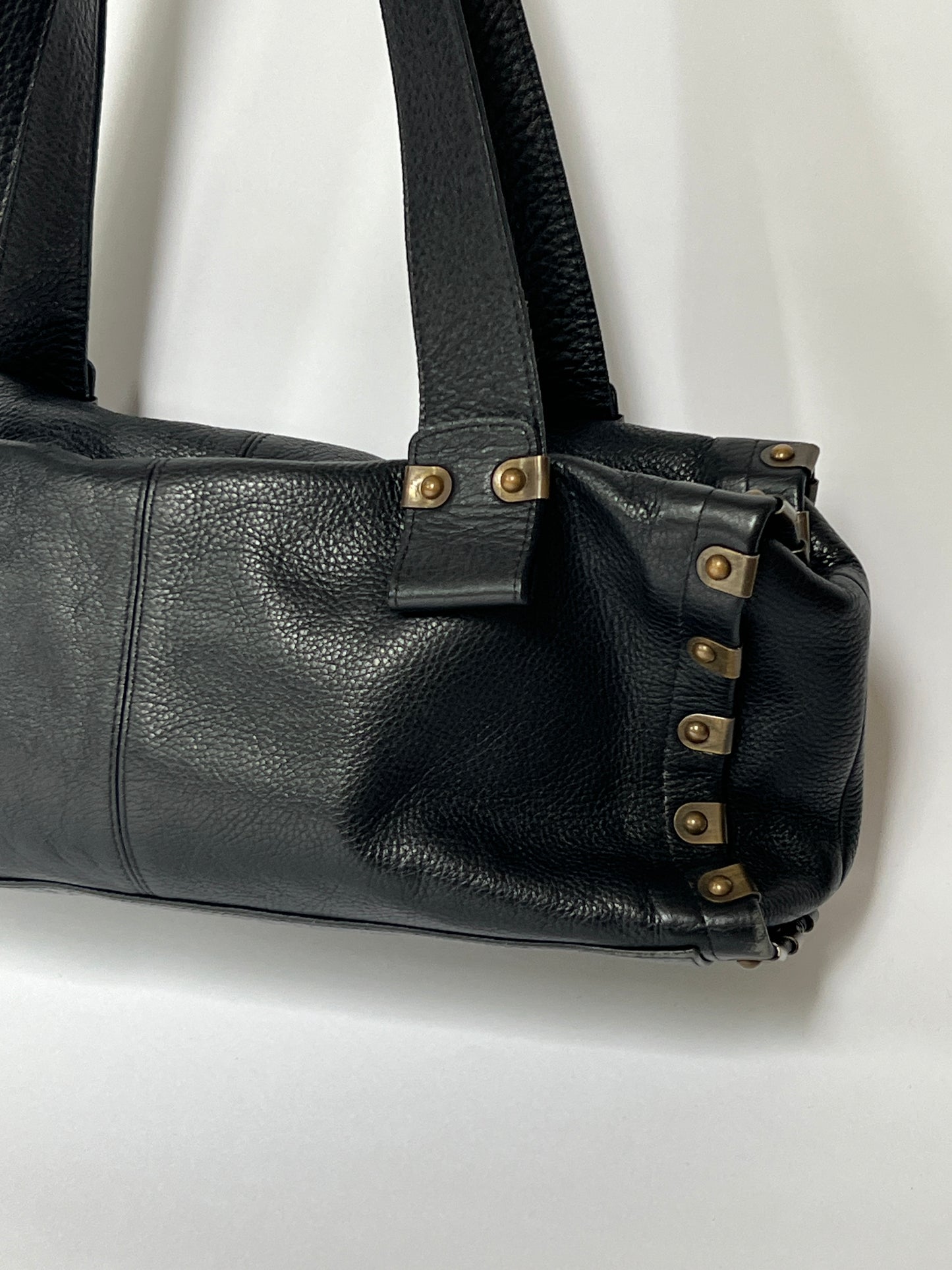 Leather Shoulder Bag w Brass Hardware