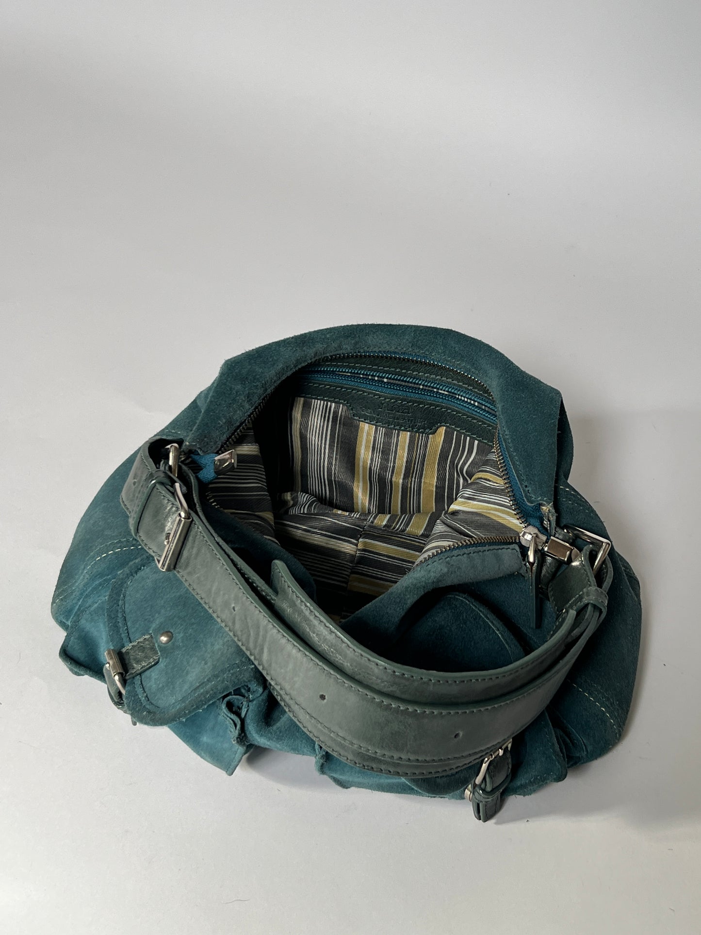 Teal Suede Shoulder Bag