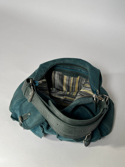 Teal Suede Shoulder Bag