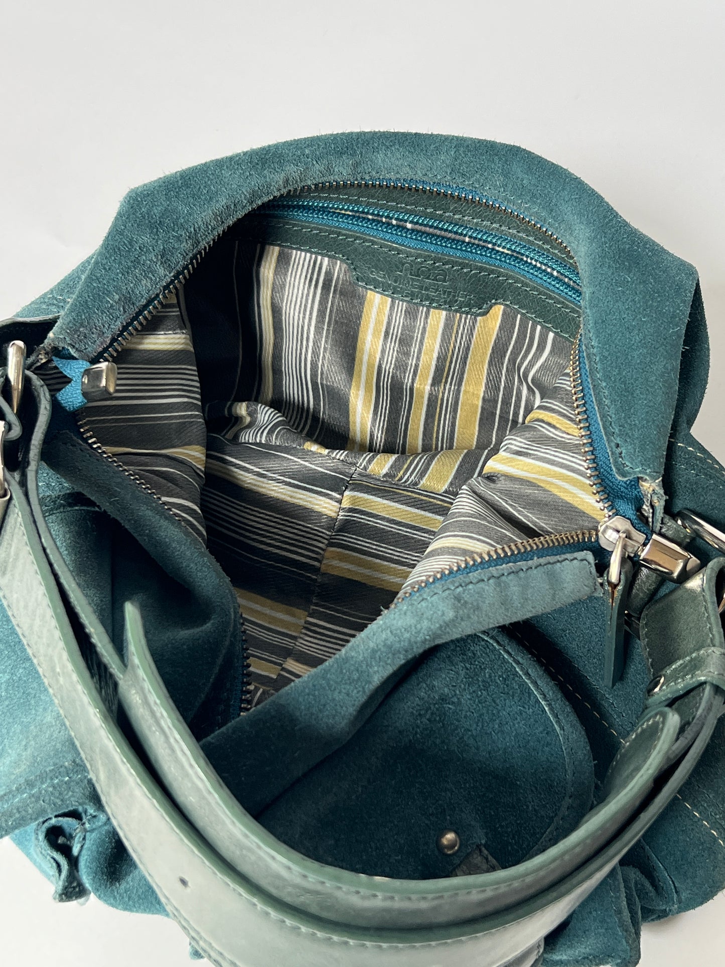 Teal Suede Shoulder Bag