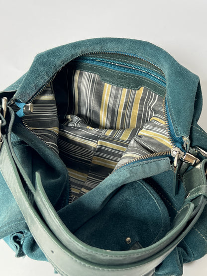 Teal Suede Shoulder Bag