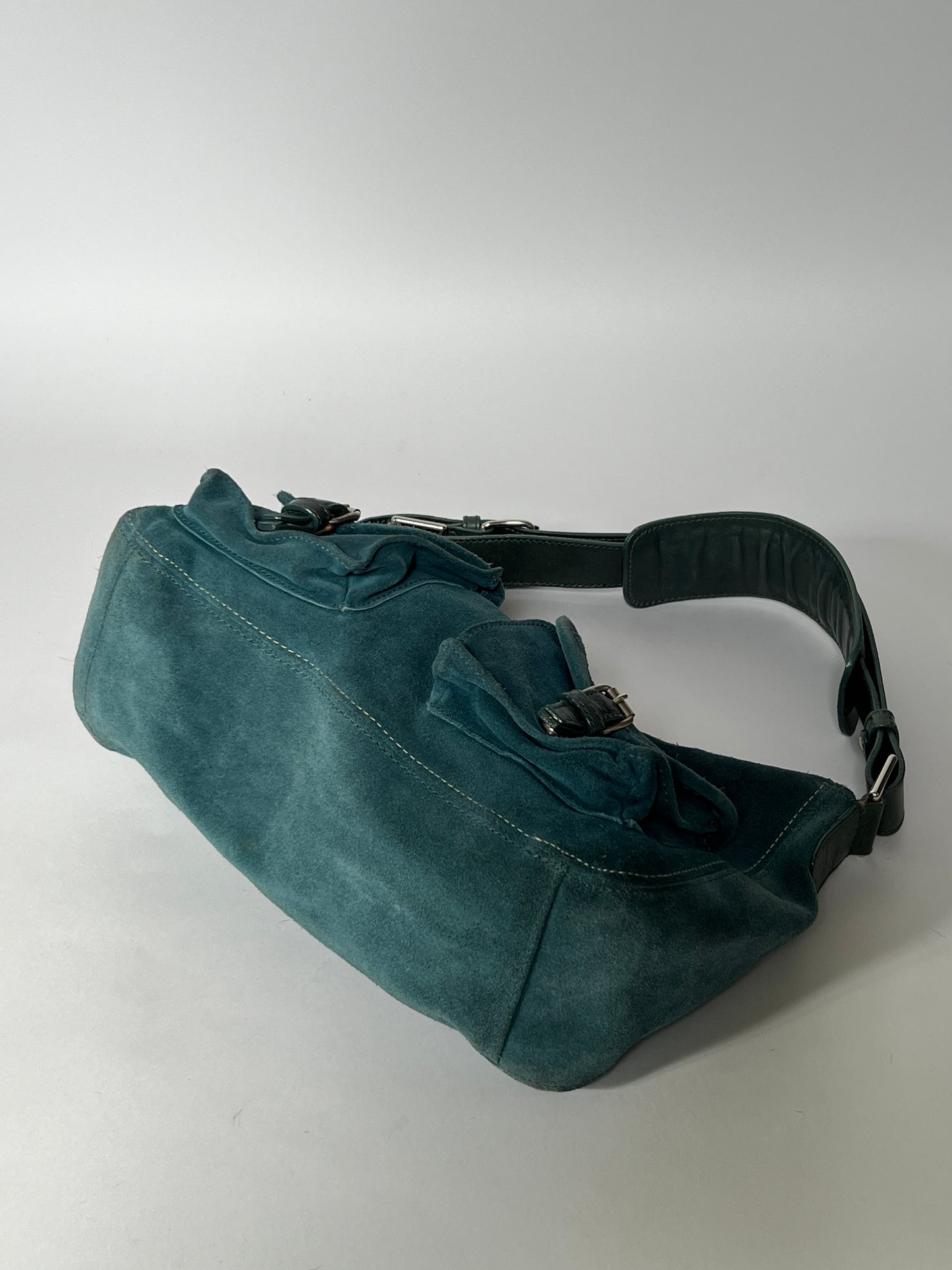 Teal Suede Shoulder Bag
