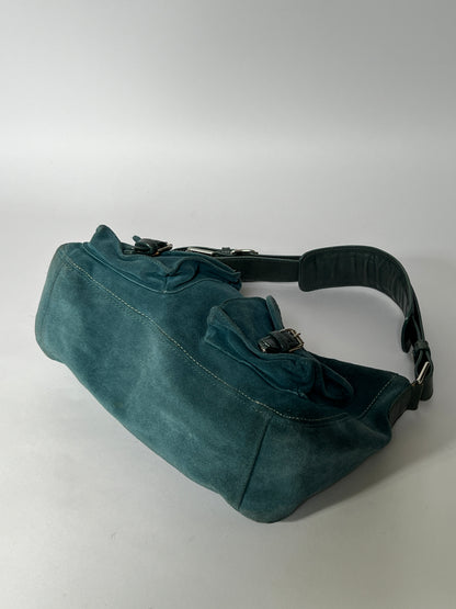Teal Suede Shoulder Bag
