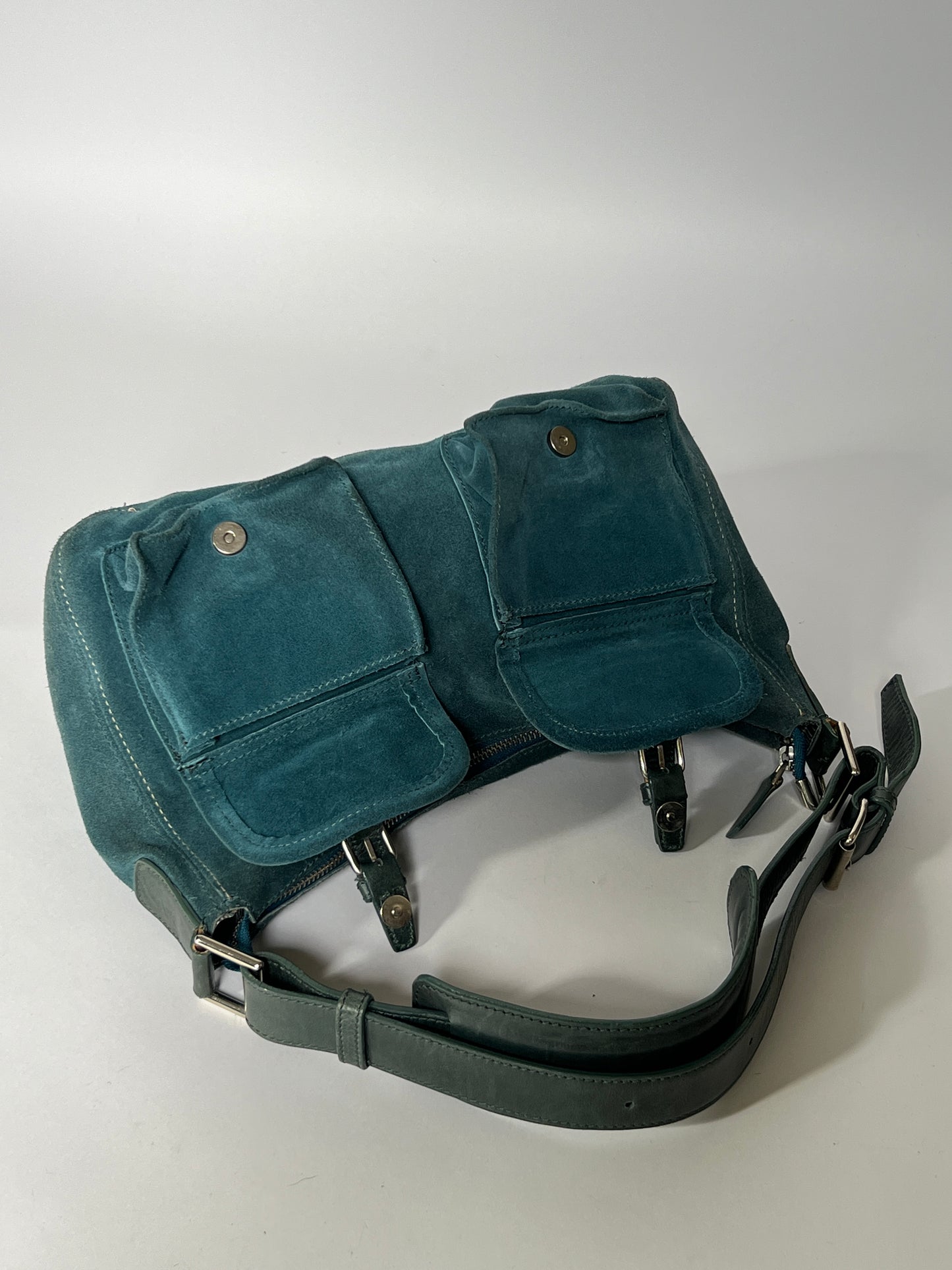 Teal Suede Shoulder Bag