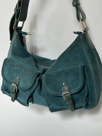 Teal Suede Shoulder Bag