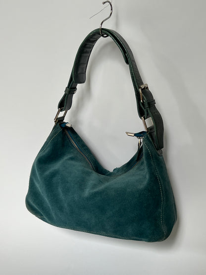Teal Suede Shoulder Bag