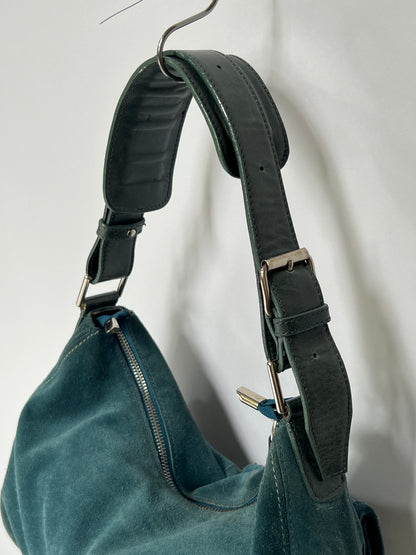 Teal Suede Shoulder Bag