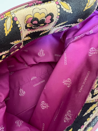 Floral Canvas and Leather Mini Tote