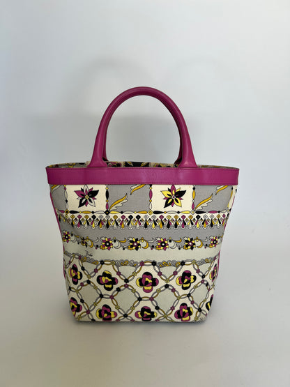 Floral Canvas and Leather Mini Tote