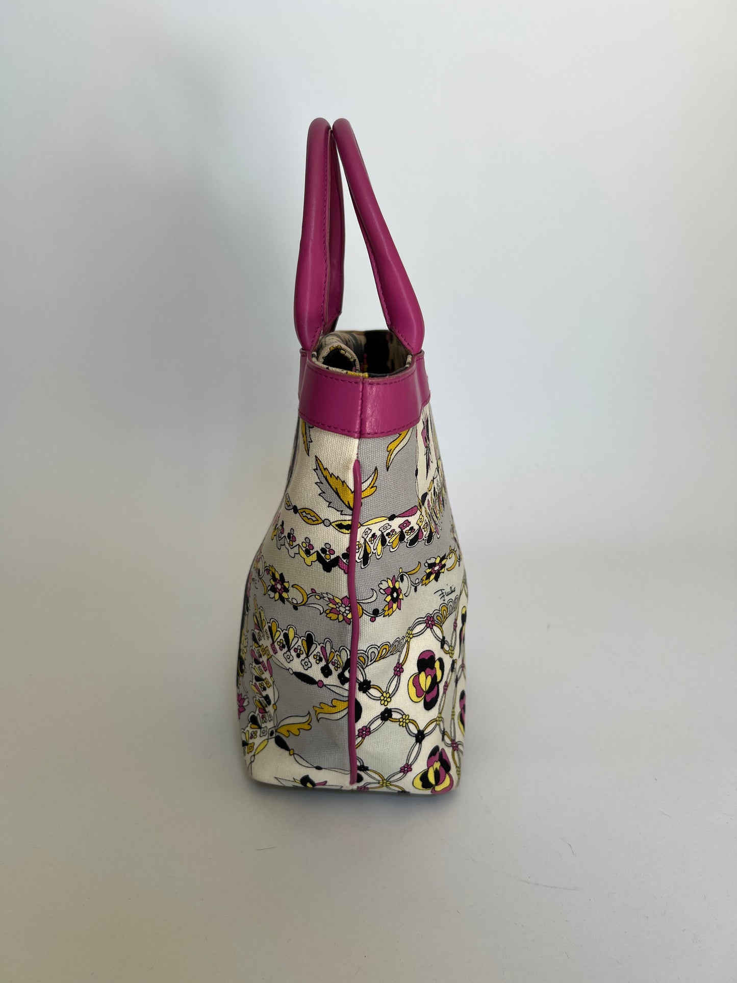 Floral Canvas and Leather Mini Tote