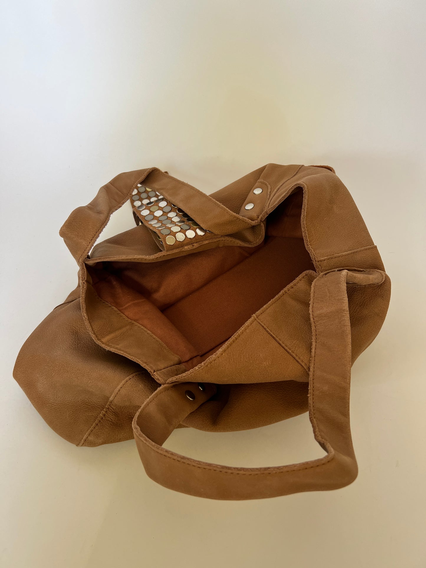 Tan Mix Metal Studded Bag ⎯ Large