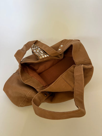 Tan Mix Metal Studded Bag ⎯ Large
