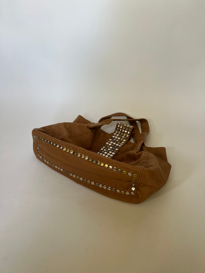 Tan Mix Metal Studded Bag ⎯ Large