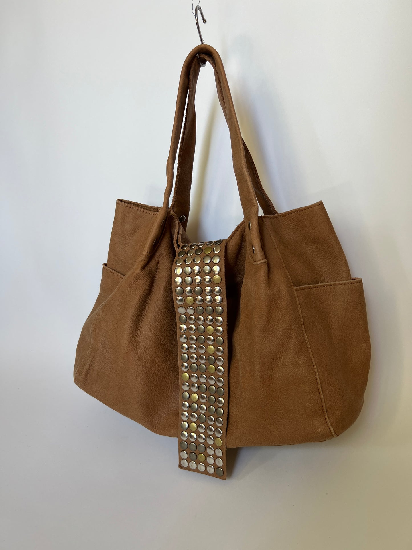 Tan Mix Metal Studded Bag ⎯ Large