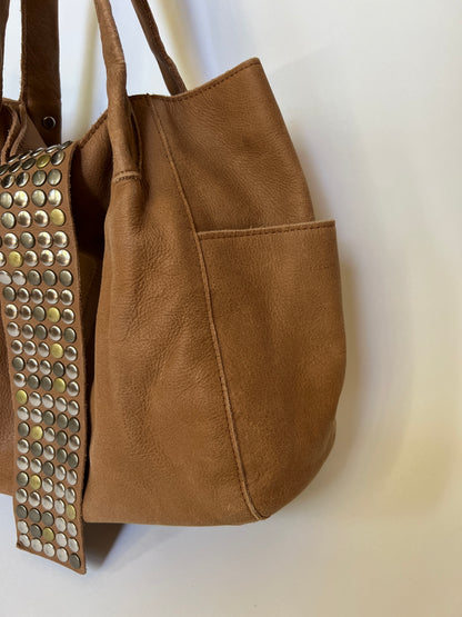 Tan Mix Metal Studded Bag ⎯ Large