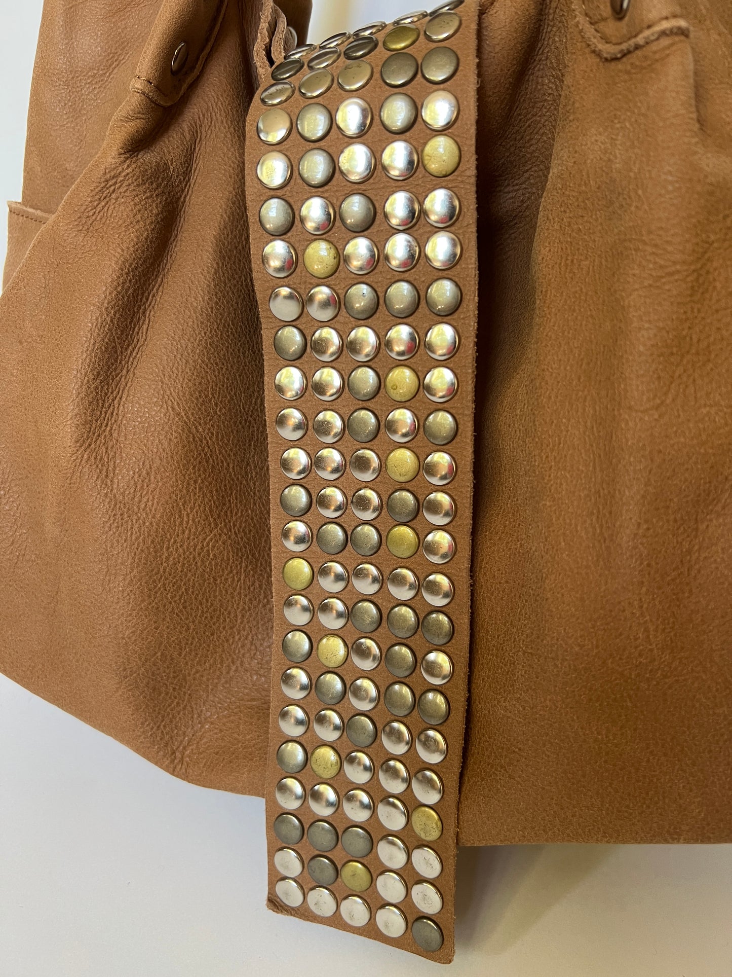 Tan Mix Metal Studded Bag ⎯ Large