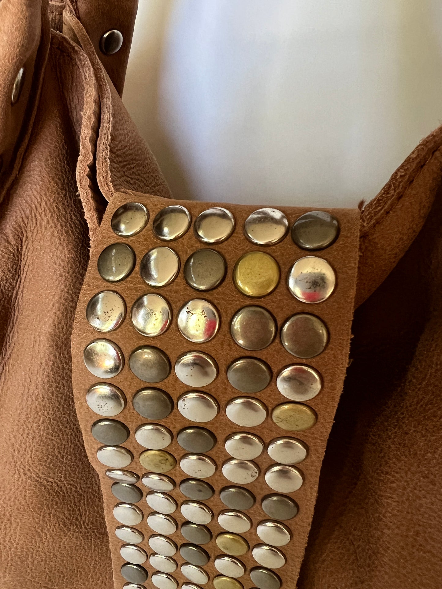 Tan Mix Metal Studded Bag ⎯ Large