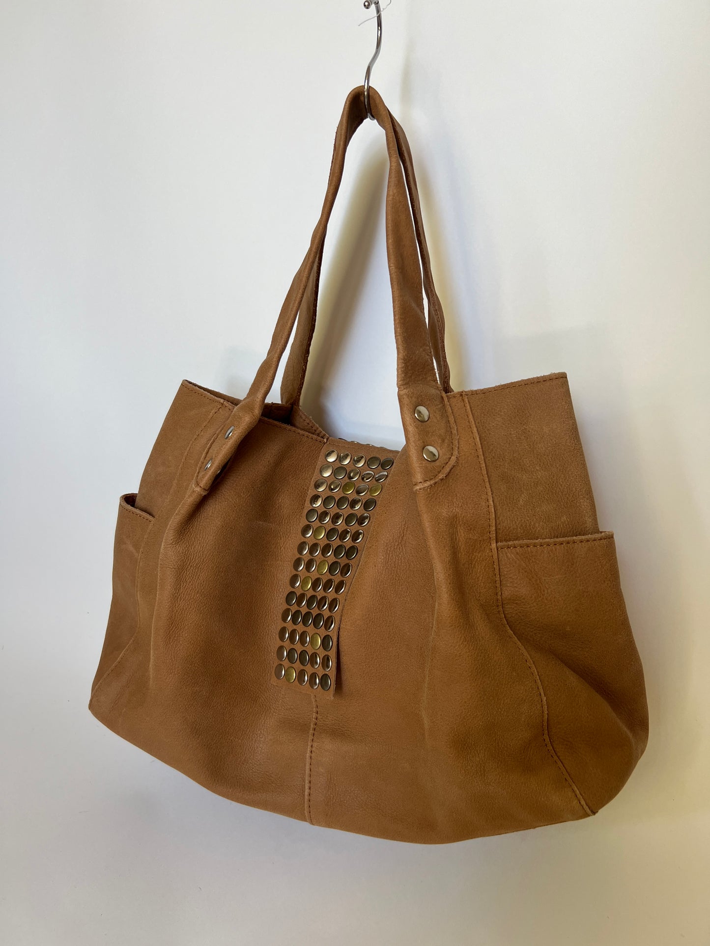 Tan Mix Metal Studded Bag ⎯ Large