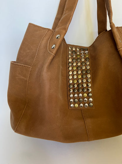 Tan Mix Metal Studded Bag ⎯ Large