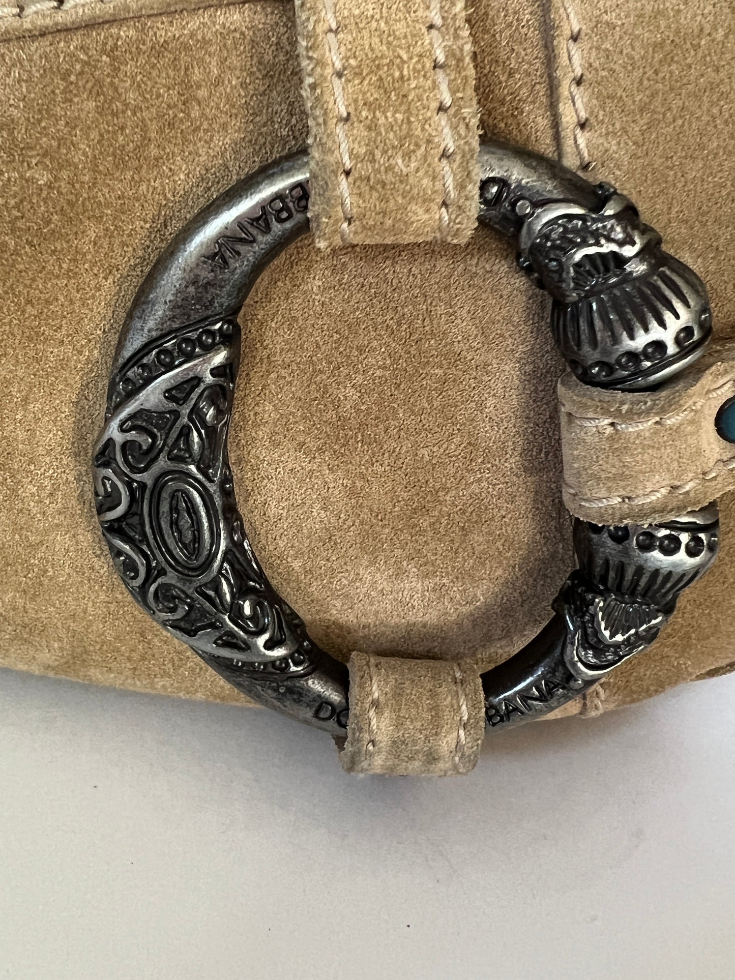 Rare Dolce and Gabbana Embellished Suede Feather Bag —  Early-2000s